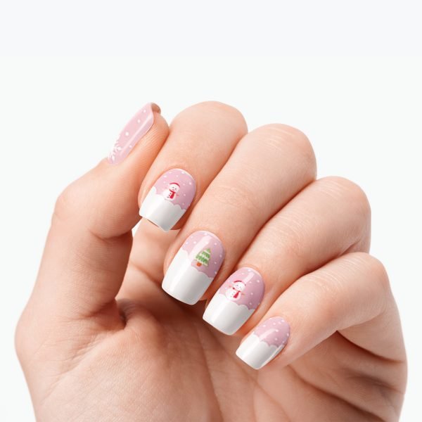 Pink Frost Semi-Cured Gel Nail Strips Velvora UK