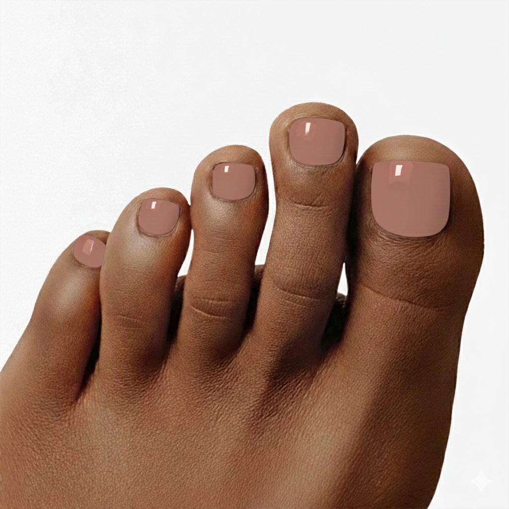Earthy Rose pedicure gel nail strips on toes